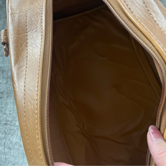 Vintage Samsonite Tan Leather Duffel Business Casual Travel Bag - Picture 4 of 13